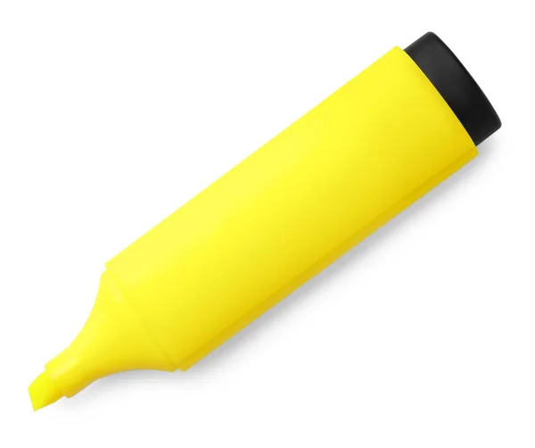 stock image Bright yellow marker isolated on white, top view