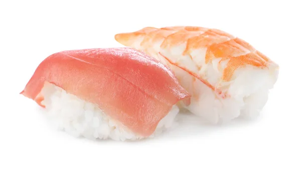 Delicious Nigiri Sushi Isolated White Traditional Japanese Cuisine — Stockfoto