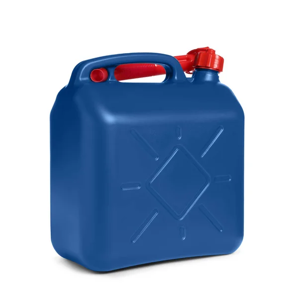 New Blue Plastic Canister Isolated White — Stockfoto