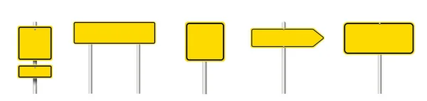 Different Yellow Blank Road Signs White Background Collage Design — Stockfoto