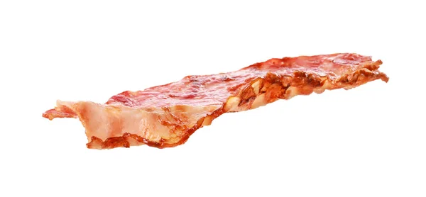 Bacon Frito Saboroso Para Hambúrguer Isolado Branco — Fotografia de Stock