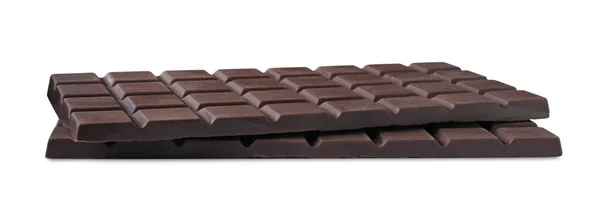 Deliciosas Barras Chocolate Escuro Isoladas Branco — Fotografia de Stock