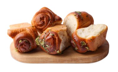 Lezzetli taze pampushky. Beyaz sarımsaklı geleneksel Ukrayna çörekleri