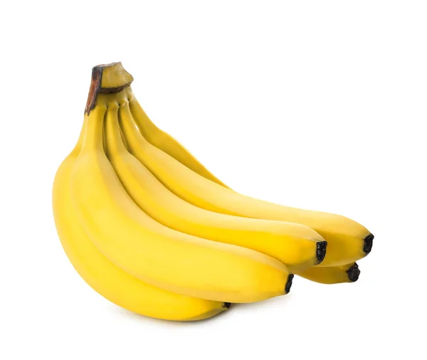 Bos Van Rijpe Gele Bananen Geïsoleerd Wit — Stockfoto