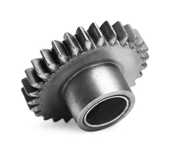 New Stainless Steel Gear White Background — Stockfoto