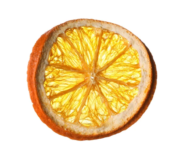 Köstliche Trockene Orangenscheibe Isoliert Auf Weiß — Stockfoto