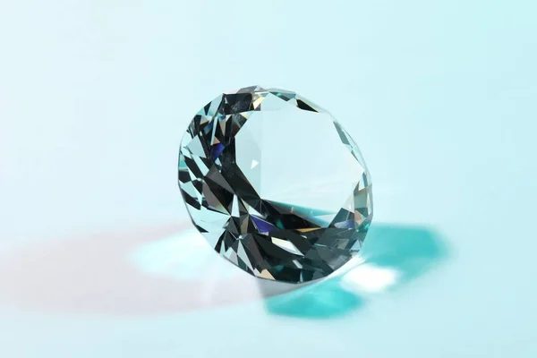 Beau Diamant Éblouissant Sur Fond Turquoise Gros Plan — Photo