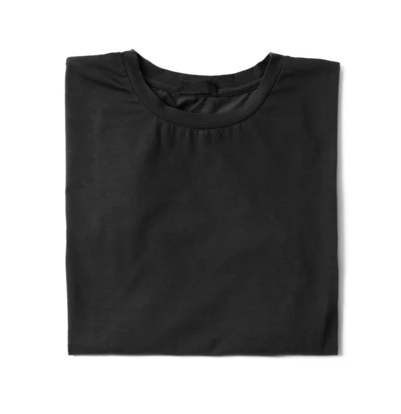 Stijlvol Zwart Shirt Witte Achtergrond Bovenaanzicht — Stockfoto