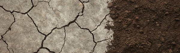 Dry Cracked Ground Fertile Soil Banner Design — Stock Photo, Image