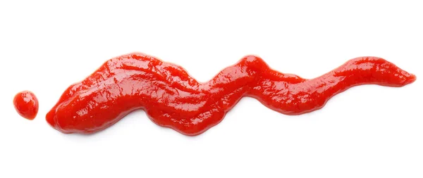 Smaczny Ketchup Izolowany Biało Widok Góry — Zdjęcie stockowe