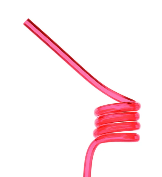 Plast Röd Cocktail Röret Isolerad Vit — Stockfoto
