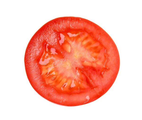 Rebanada Tomate Para Hamburguesa Aislada Blanco Vista Superior — Foto de Stock