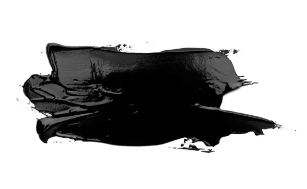 Black Oil Paint Stroke White Background Top View — Stockfoto