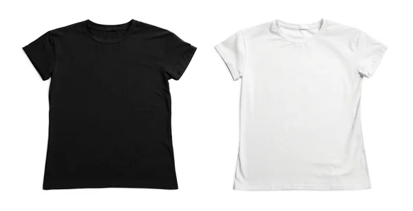 白色背景的时髦T恤衫 顶视图 — 图库照片