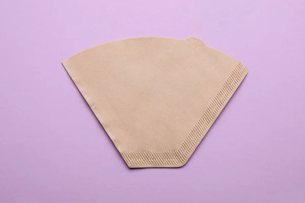 Paper Coffee Filter Lilac Background Top View — Stock Photo, Image