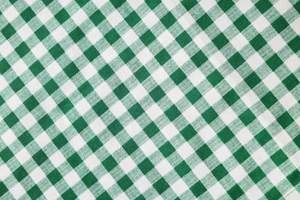Groen Geruite Tafelkleed Als Achtergrond Bovenaanzicht — Stockfoto