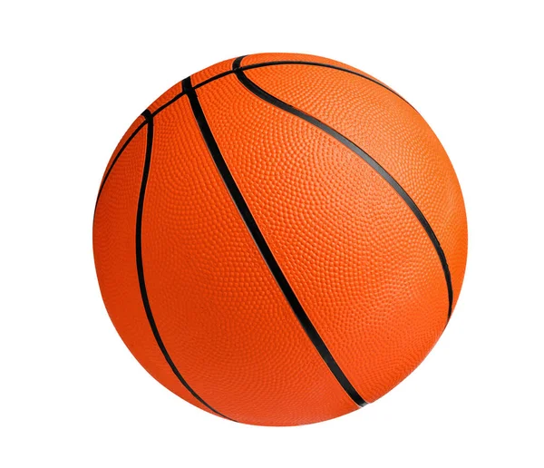 Nouvelle Balle Basket Orange Isolée Sur Blanc — Photo