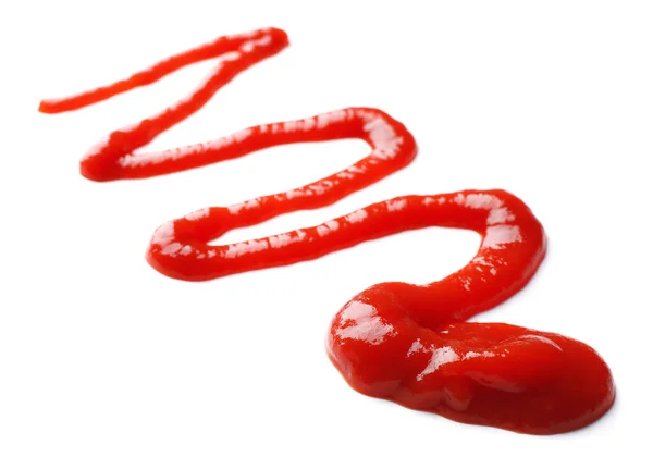 Fresco Sabroso Ketchup Rojo Aislado Blanco Primer Plano —  Fotos de Stock