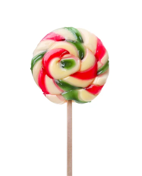 Stick Colorful Lollipop Swirl Isolated White — Stock fotografie