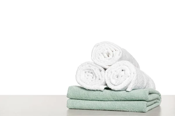 Soft Colorful Terry Towels Light Table White Background — Fotografia de Stock