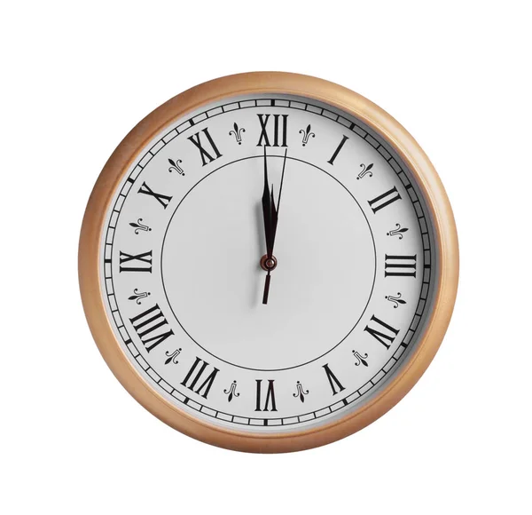Stylish Clock Isolated White Interior Element — Foto Stock