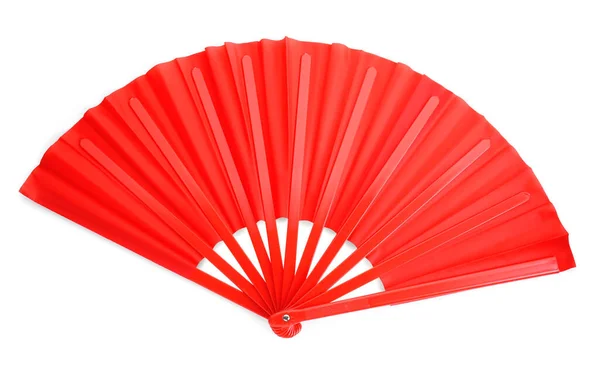 Bright Red Hand Fan Isolated White — Stock Photo, Image
