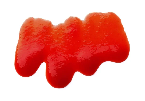 Świeże Smaczne Czerwone Ketchup Izolowane Białym — Zdjęcie stockowe
