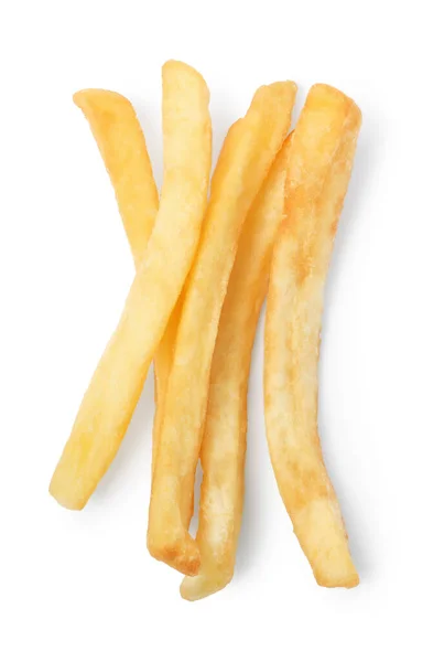 Delicious Fresh French Fries White Background Top View — Zdjęcie stockowe