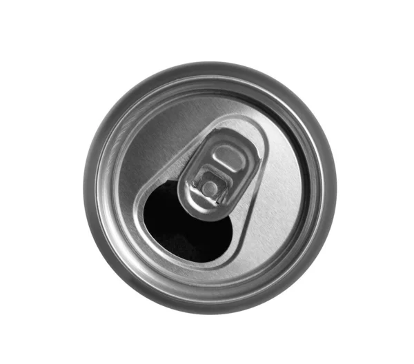 Aluminium Can Isolated White Top View — Stock Photo, Image