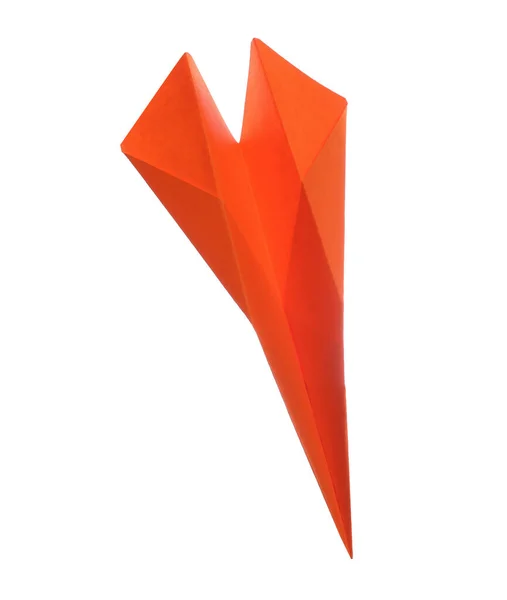 Kézzel Készített Narancssárga Papír Sík Izolált Fehér — Stock Fotó
