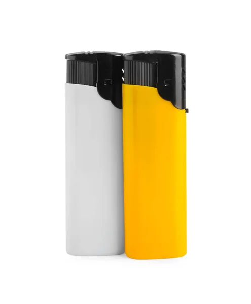 Stylish Small Pocket Lighters White Background — Stock fotografie