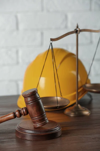 Labour Construction Land Law Concepts Judge Gavel Scales Justice Protective — Foto Stock
