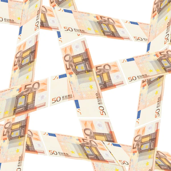 Eurobankjegyek Fehér Alapon Készült Szalagjai — Stock Fotó