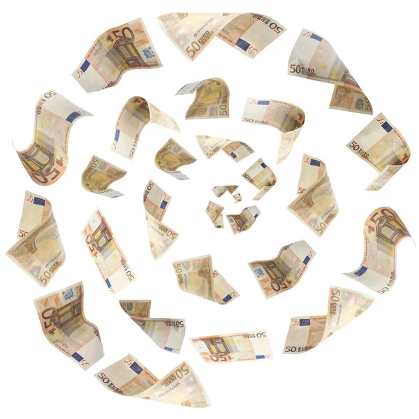 Avro Banknotları Beyaz Arka Planda Uçuşuyor — Stok fotoğraf