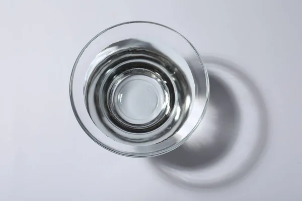 Glass Bowl Water White Background Top View Stock Photo