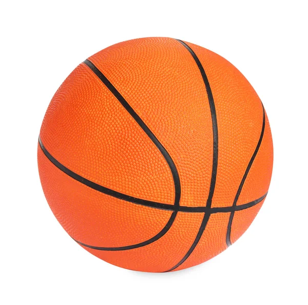 Bola Basket Oranye Baru Diisolasi Pada Putih — Stok Foto