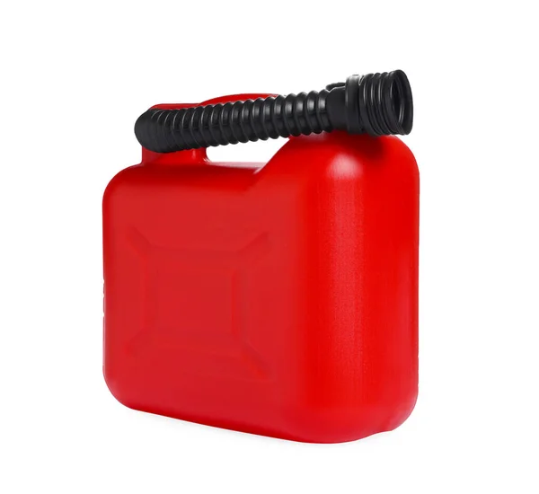 New Red Plastic Canister Isolated White — Stockfoto