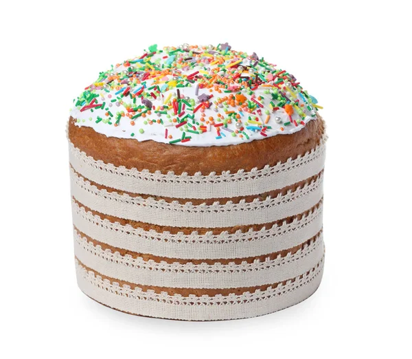 Traditional Easter Cake Sprinkles White Background — Stock Photo, Image