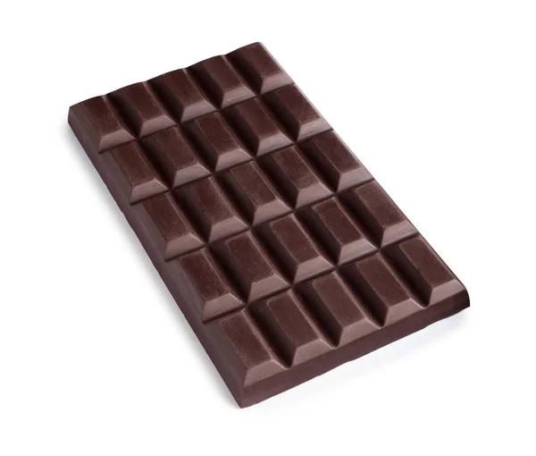 Deliciosa Barra Chocolate Escuro Isolado Branco — Fotografia de Stock