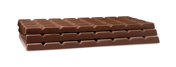 Heerlijke Melkchocolade Repen Geïsoleerd Wit — Stockfoto