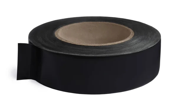Reel Black Insulating Tape Isolated White — Stockfoto