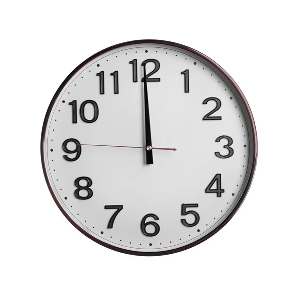 Stylish Clock Isolated White Interior Element — Stock Photo, Image