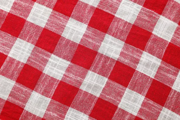 Red Checkered Tablecloth Background Top View — Stock Photo, Image
