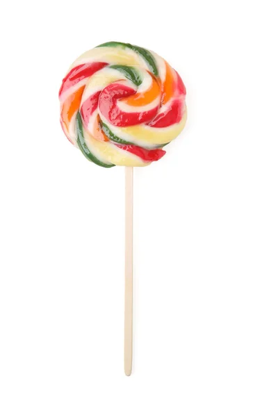 Colorful Lollipop Isolated White Top View — Zdjęcie stockowe