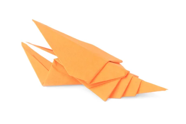Origami艺术 白色底色手工制作的橙纸小龙虾 — 图库照片