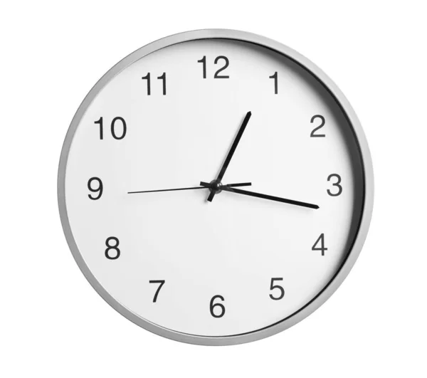 Stylish Clock Isolated White Interior Element — Stock Photo, Image