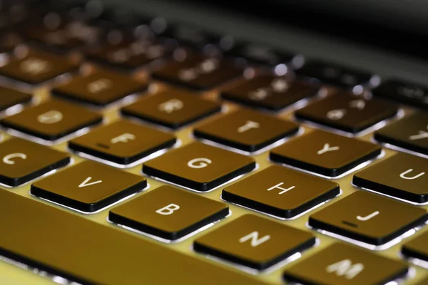 Closeup view of modern keyboard as background