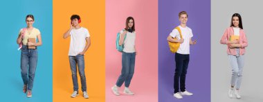 Farklı renklerdeki gençlerin fotoğrafları, kolaj.