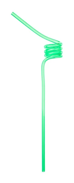 Светло Зеленая Пластиковая Трубка Коктейля Изолированная Белом — стоковое фото