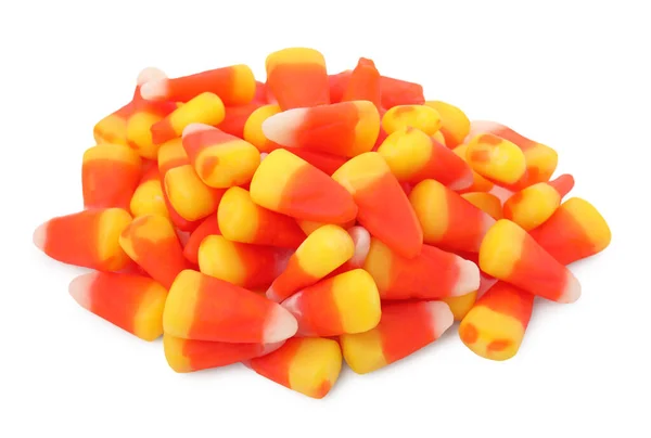 Delicious Colorful Candies White Background Halloween Sweets — Photo